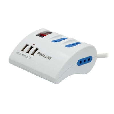 Alargador Extension Philco 3 POS y 3 USB 2044