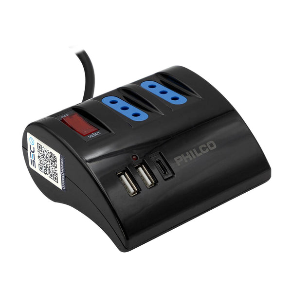 Extension Escritorio 220V + 2 USB 1 USB-C Philco