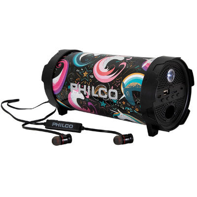 Bazooka Bluetooth Philco Con Audífonos Px56 10W FM Linterna Led