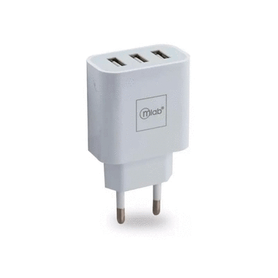 Cargador de 220v 3usb Blanco Mlab