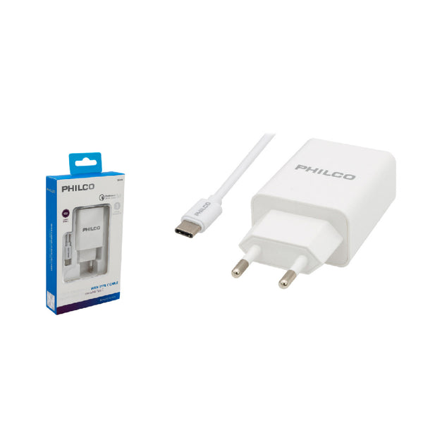 Cargador USB Inteligente Con Cable Tipo C Philco