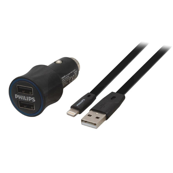 Cable Lightning + Cargador de Auto USB Philips