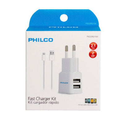 Cargador Philco Micro 220V 2.1A Doble USB