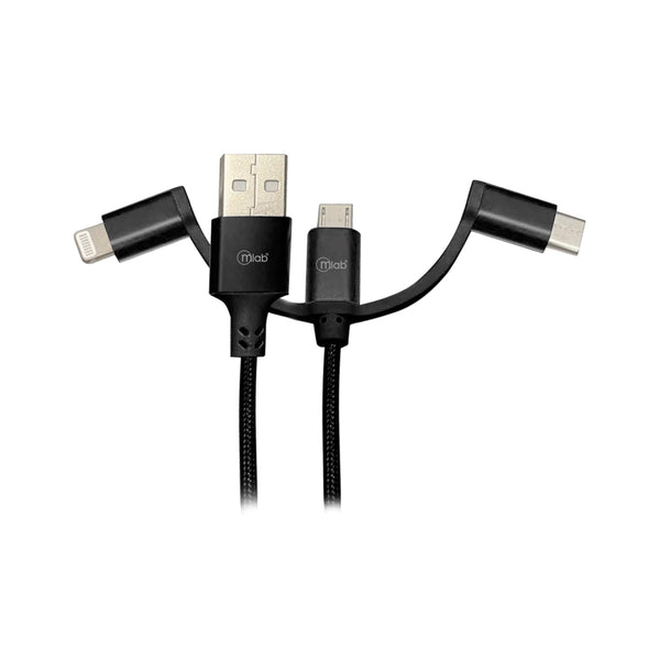 Cable Mlab 3 en 1 USB a Micro USB Tipo c y Lightning 1 Metro